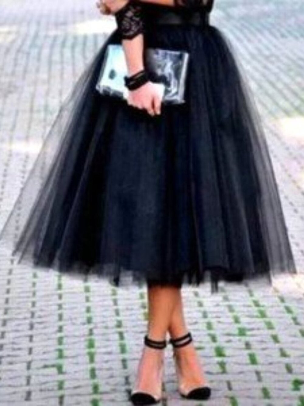 💋CHIC & SEXY💋 Black Swan A-line Midi Tulle Skirt